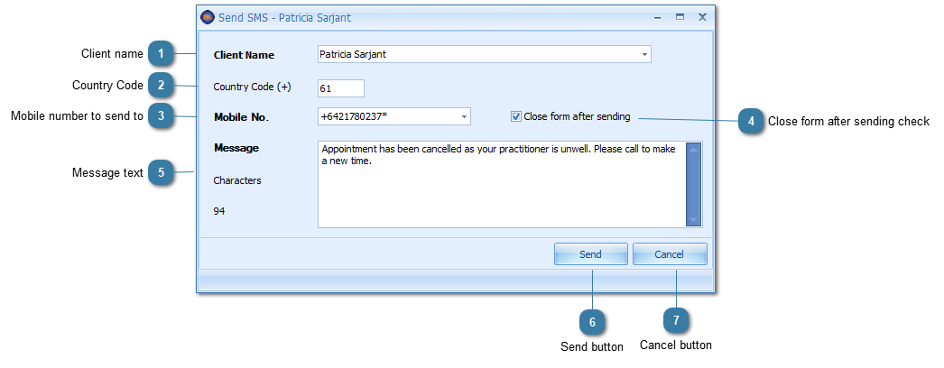 Send an ad-hoc SMS to client